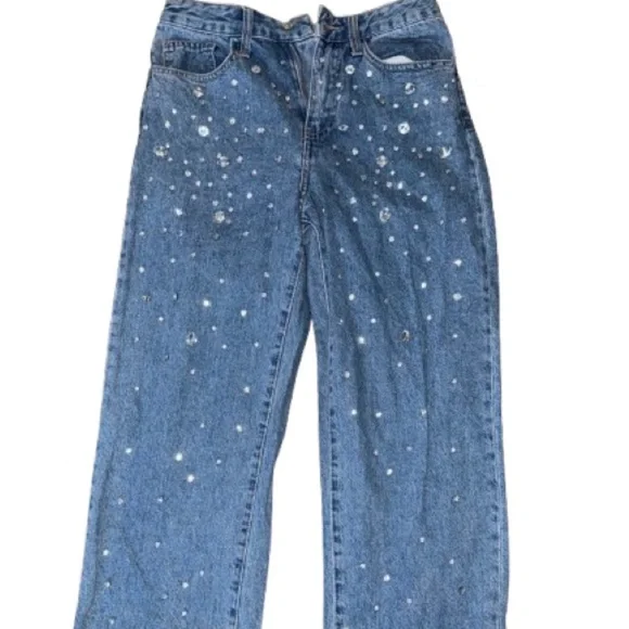 ⚠️ CLEARANCE
Forever 21 Blue Wide Leg Jeans with Sparkle Accents - Picture 1 of 3
